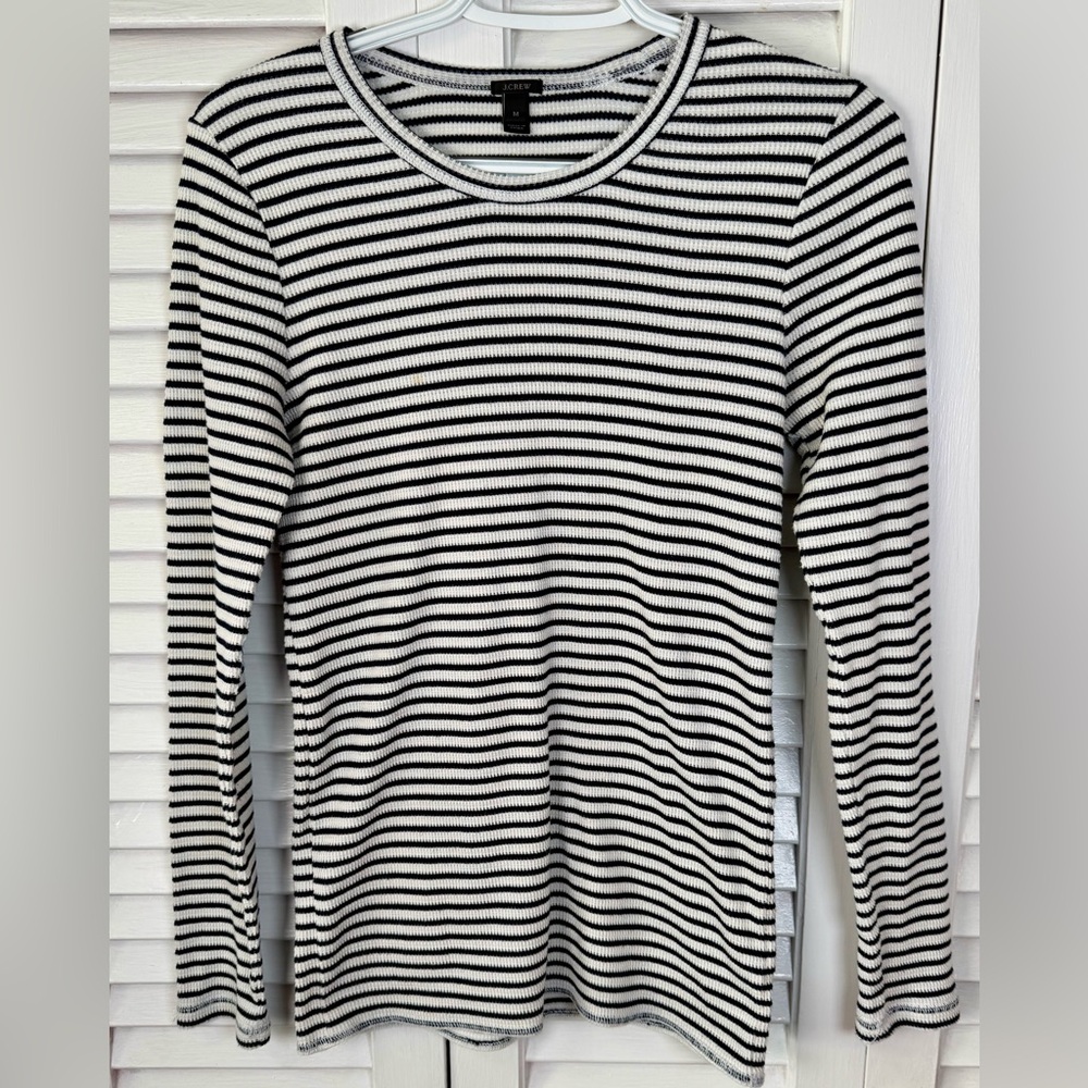 J.Crew Brown & White Striped Ribbed Sweater – Size M